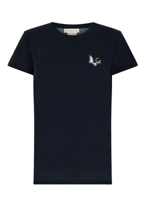 Camilla round-neck ottoman elegance T-shirt - Blue