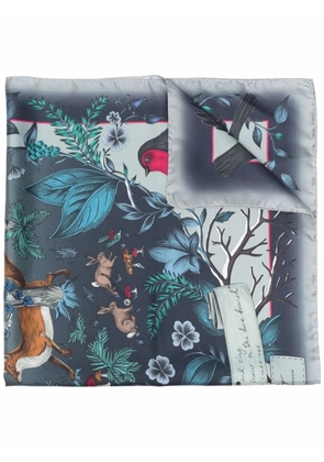 Aspinal Of London Robin silk scarf - Blue