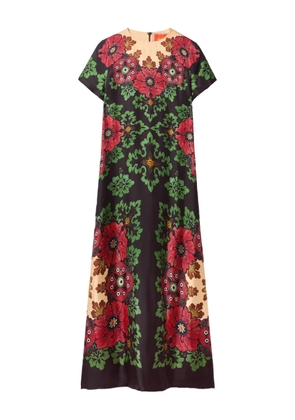 La DoubleJ floral-print midi day dress - Red