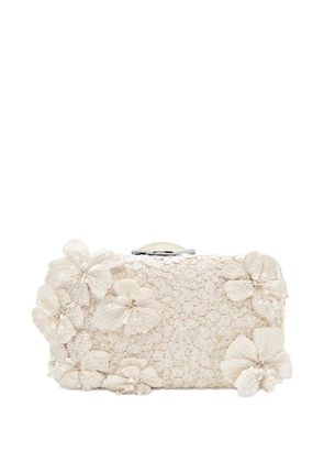 Oscar de la Renta cherry blossom-embroidered clutch bag - White