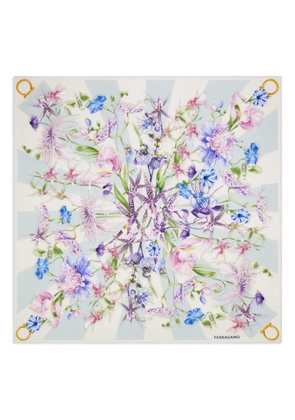 Ferragamo Gaia-print silk scarf - Blue
