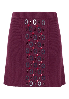 MALIPARMI bead-embellished ribbed skirt - Red