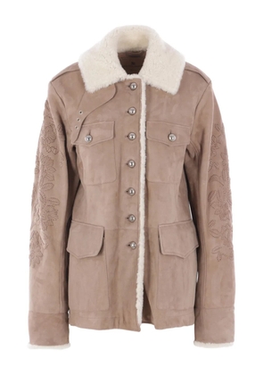 Ermanno Scervino embroidered sheepskin jacket - Neutrals