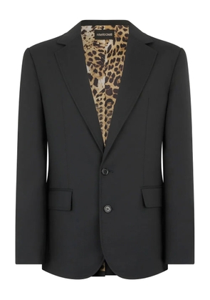 Roberto Cavalli leopard-print lining wool blazer - Black