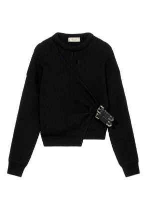 Blumarine ribbed buckle-fastening sweater - Black