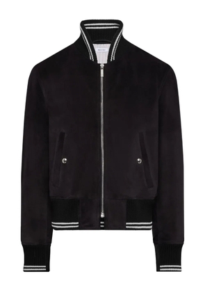 Thom Browne rib-knit suede bomber jacket - Black