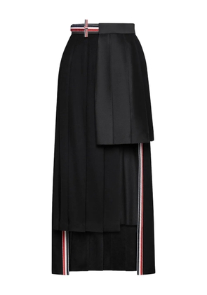 Thom Browne pleated panelled maxi skirt - Black