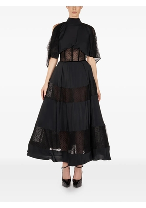 ARAFTU lace-detail panelled midi dress - Black