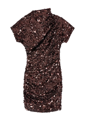 GANNI sequin short-sleeve mini dress - Brown