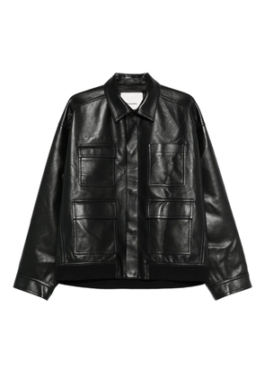 Nanushka flap-pocket leather jacket - Black