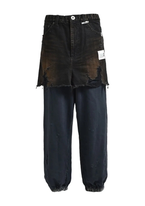 Maison MIHARA YASUHIRO frayed denim-panel jeans - Black
