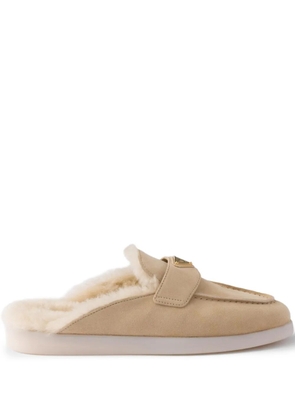 Prada suede shearling loafers - Neutrals
