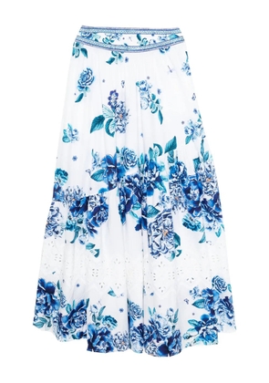 Camilla shaped seam skirt - White