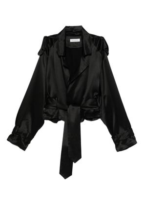 The Frankie Shop Simona satin belted blouse - Black