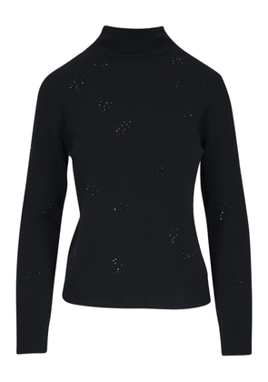Kinross Cashmere eyelet high-neck top - Black