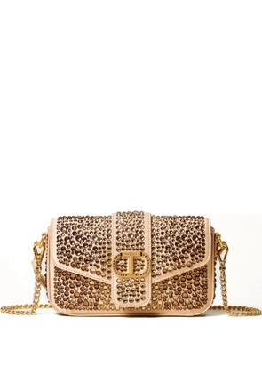 TWINSET Amie crystal-embellished chain shoulder bag - Brown