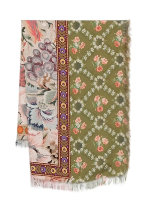 Pierre-Louis Mascia embroidered floral-print scarf - Green