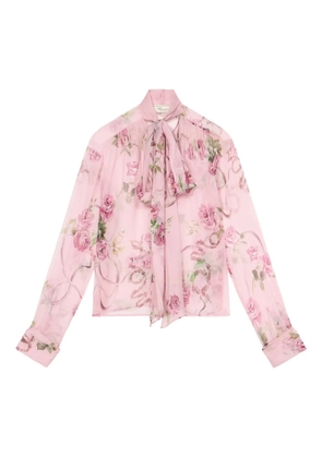 Blumarine floral-print tie-neck blouse - Pink