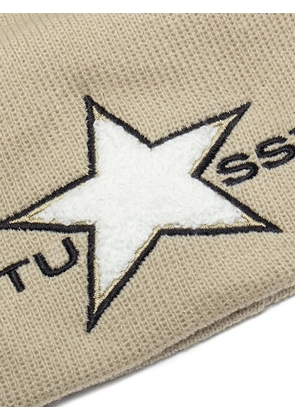 Stüssy star-motif beanie hat - Neutrals