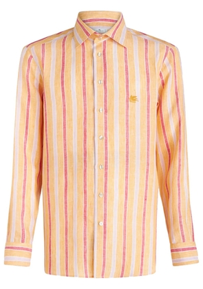 ETRO Pegaso-embroidered striped shirt - Orange