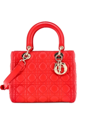Christian Dior Pre-Owned Lady Dior Bag Cannage Quilt Lambskin Medium satchel - Red