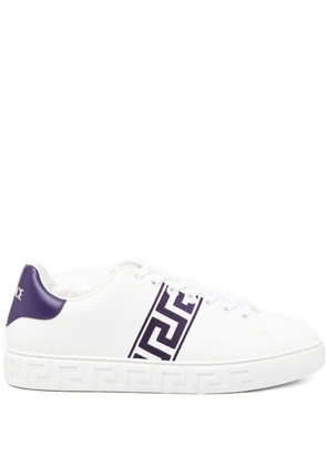 Versace greek key stripe trainers - White