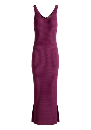 Bally logo-plaque knitted midi dress - Purple