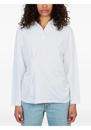 Gimaguas long-sleeve gathered-detail polo shirt - WHITE