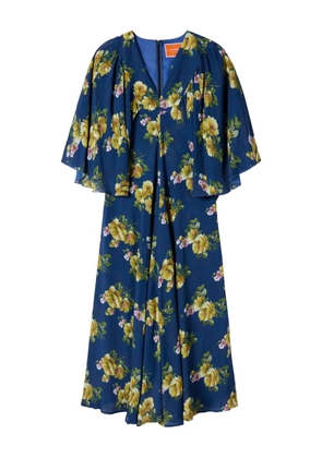 La DoubleJ floral-print cape-sleeve maxi dress - Blue