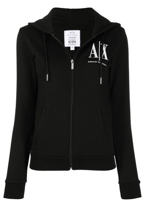 Armani Exchange logo-print zip-up hoodie - Black
