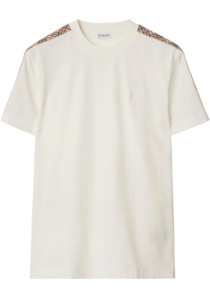 Burberry checkered-trim cotton T-shirt - White