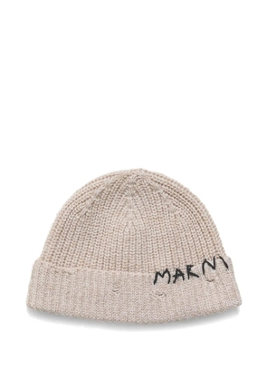 Marni logo-embroidered beanie hat - Neutrals