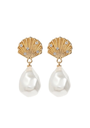 Self-Portrait shell-shaped faux pearl-drop earrings - Gold