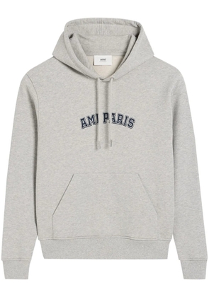 AMI Paris logo-print cotton hoodie - Grey