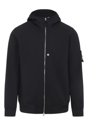 Stone Island compass-appliqué hooded zip-front jacket - Black