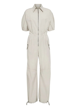 Brunello Cucinelli wide-leg cotton jumpsuit - Neutrals