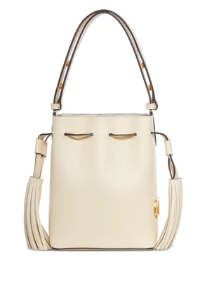 Valentino Garavani V-logo tassel leather bucket bag - Neutrals