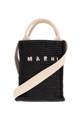 Marni logo-embroidered crossbody bag - Black