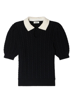 SANDRO collar-detail polo top - Black