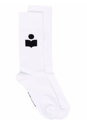 ISABEL MARANT Siloki logo-intarsia socks - White