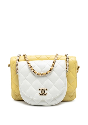 CHANEL Pre-Owned 2019 CC Quilted Lambskin Side Packs Flap crossbody bag - White