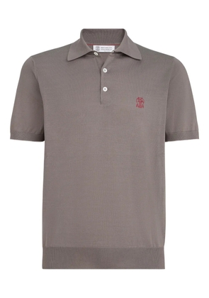 Brunello Cucinelli logo-embroidered polo shirt - Grey
