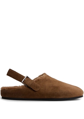 12 STOREEZ buckle shearling mules - Brown