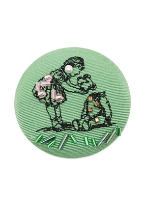 Undercover bead-embroidered silk brooch - Green