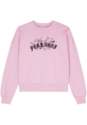 Chiara Ferragni logo-embroidered butterfly-print sweatshirt - Purple