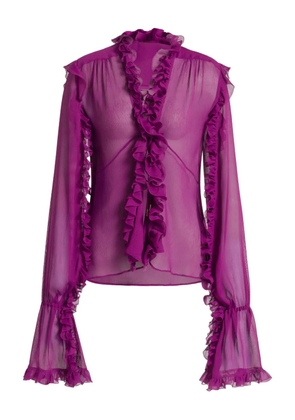 Alberta Ferretti ruffled silk blouse - Purple