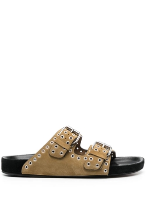 ISABEL MARANT Lennyo eyelet-detailing slip-on sandals - Neutrals