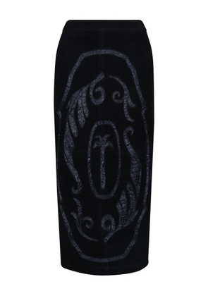 Johanna Ortiz Pueblo Ancestral printed leather midi skirt - Black