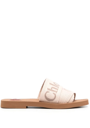 Chloé logo-embroidered slip-on sandals - Neutrals
