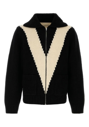 Valentino Garavani chevron-pattern wool cardigan - Black